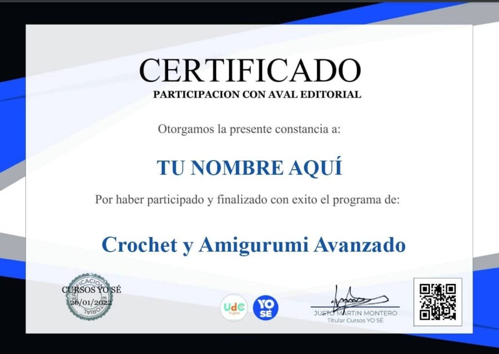 certificado curso amigurumi crochet